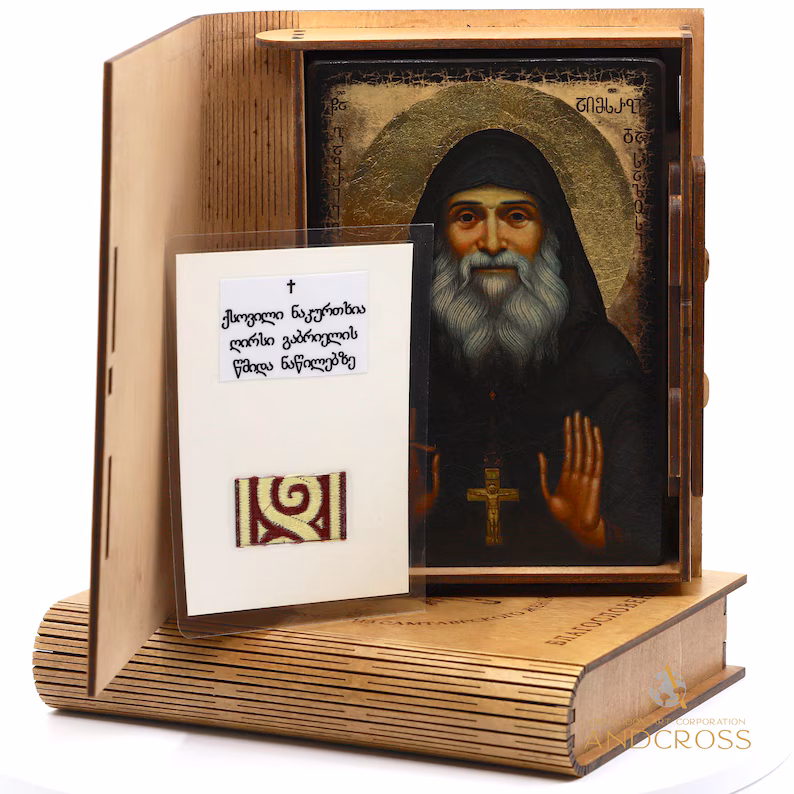 Saint Gabriel Urgebadze Icon, Handmade Orthodox Art, Relic Cloth Gift — изображение 8