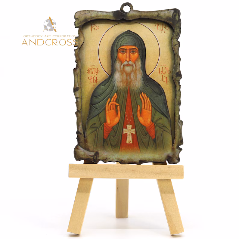 Sacred Georgian Orthodox Gift Set of St Gabriel of Samtavro/Relic Icon/ Georgian New Testament/ Prayer Book and Akathist /Georgian Language - Image 6